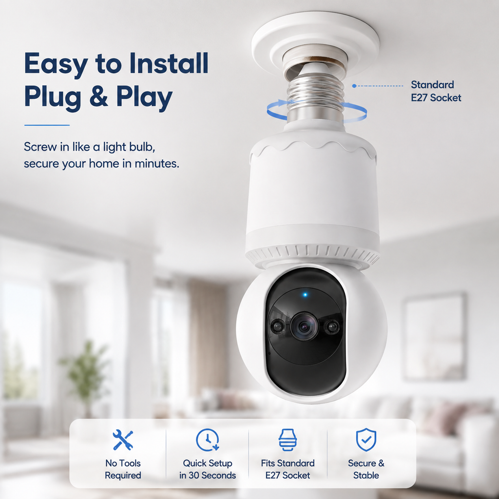YOOSEE HPD01 2K Smart Bulb Socket Security Camera