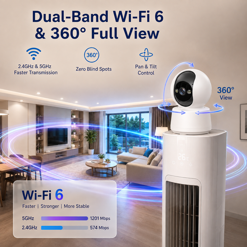 HPC01 2K Indoor Security Camera with Two-Way Talk & 360° View