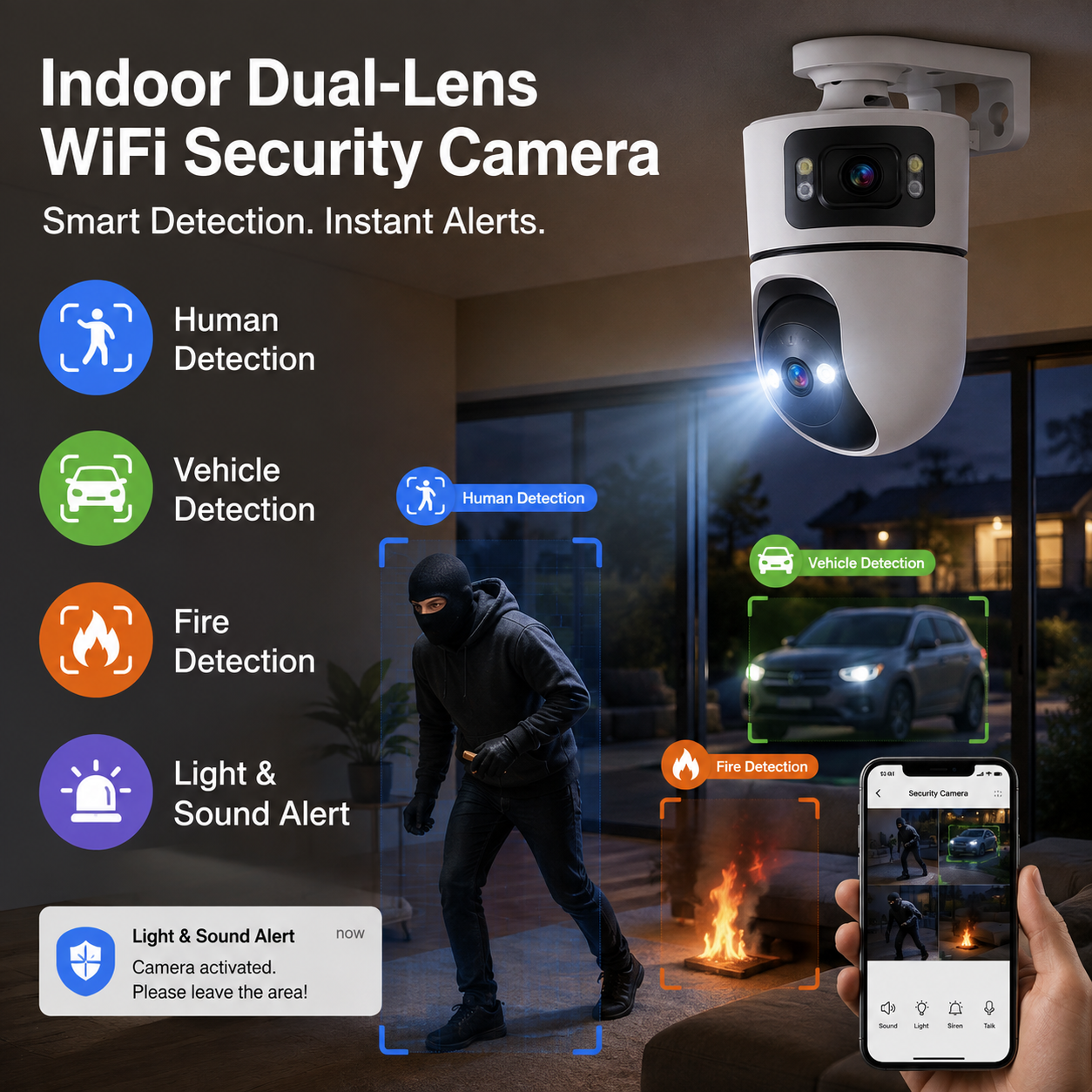 YOOSEE HPC02 2K Dual-Lens PTZ Security Camera