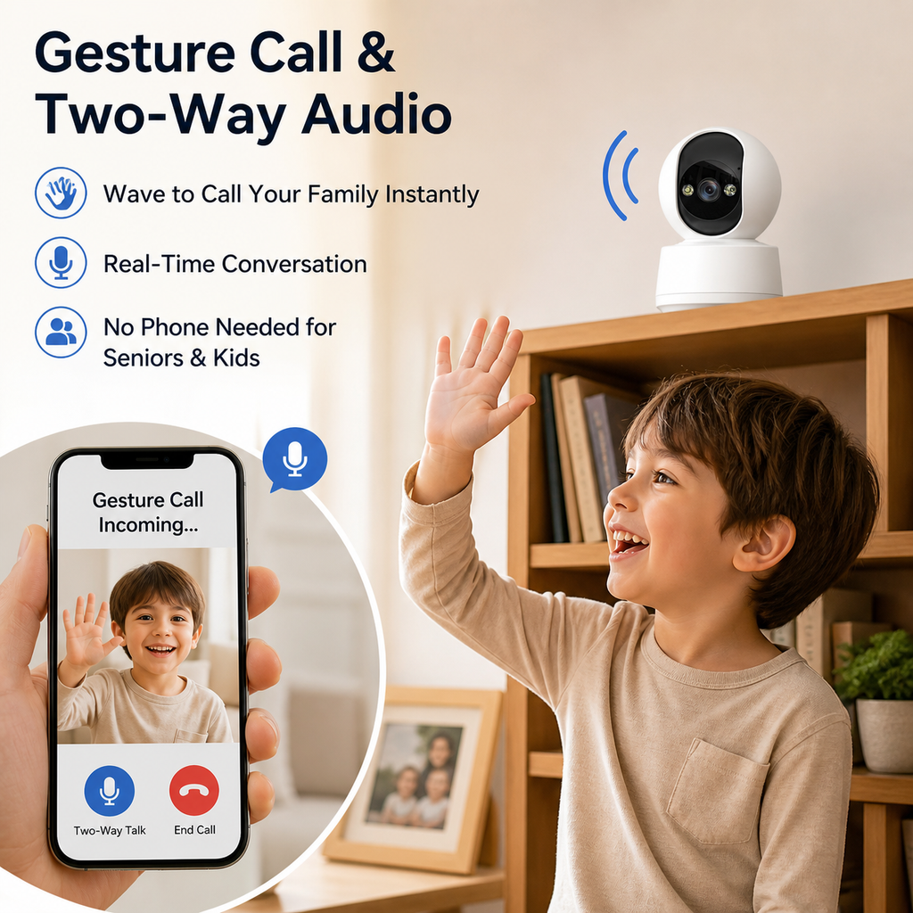 HPC01 2K Indoor Security Camera with Two-Way Talk & 360° View