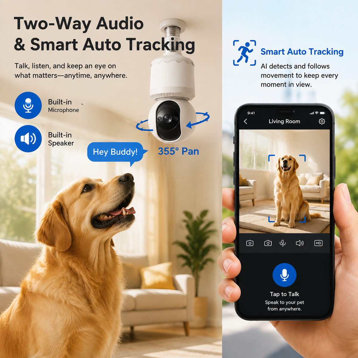 YOOSEE HPD01 2K Smart Bulb Socket Security Camera