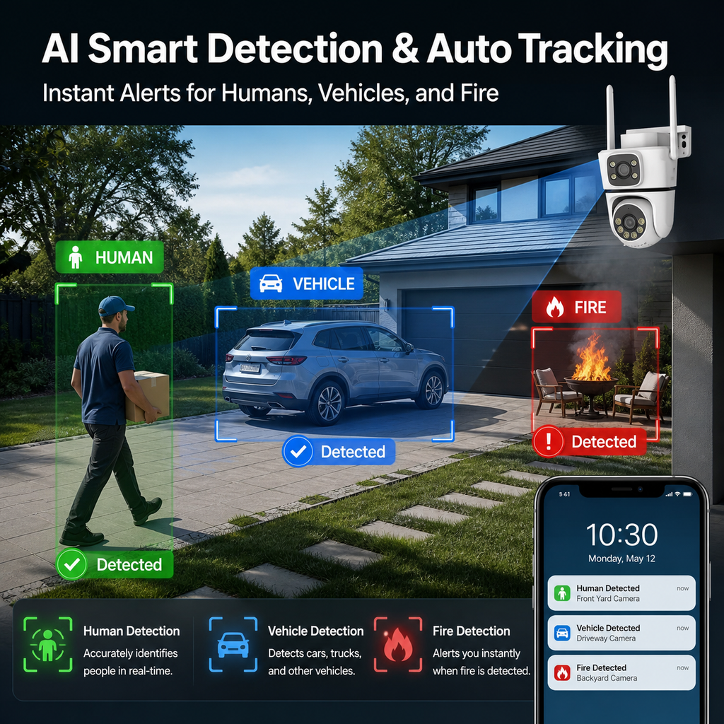 YOOSEE HPC04 2K Dual-Lens PTZ Outdoor Security Camera