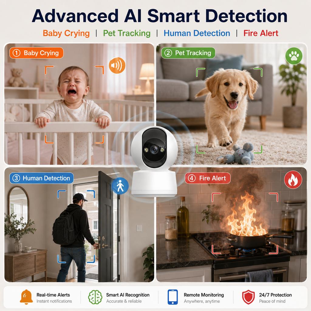 HPC01 2K Indoor Security Camera with Two-Way Talk & 360° View